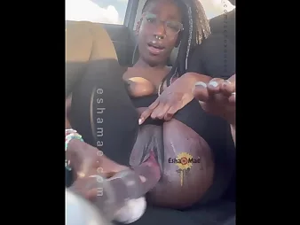 Realeshamae in Frayed Stockings Squirts and Masturbates in Car with Angst