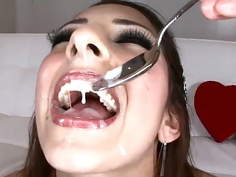 Clumsy anal going to bed with an increment of cum eating