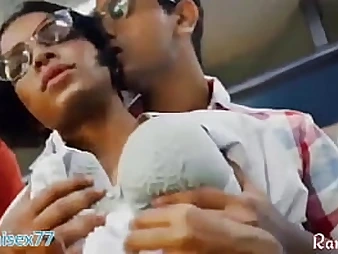 Handsome Indian teenager gets her cock-squeezing fuckbox pounded rock hard in a running bus