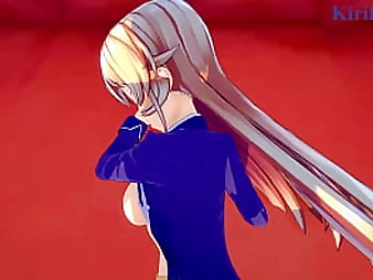 Erina Nakiri and Ikumi Mito get down and sloppy in a super hot 3 dimensional anime porn game