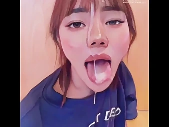 KimmySun0312 gets insatiable and takes a facial in this special anime remake