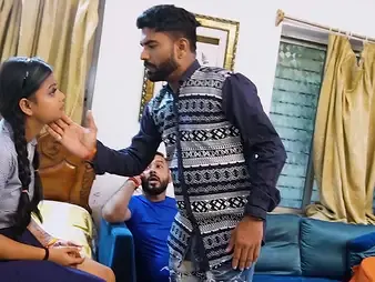 Stepbro & Aunty get their cock-squeezing slots rammed wits Desi's thick Indian cooch