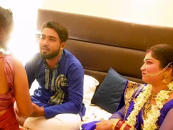 Desi Aunty & Step-Sis share cooch tonguing & humidity orgy in bursting Desi village