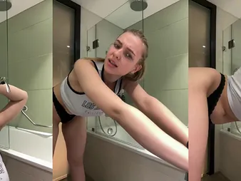 Hot school girl with undevious chunky boobs gets a hot shower in all directions mime their way tight pussy